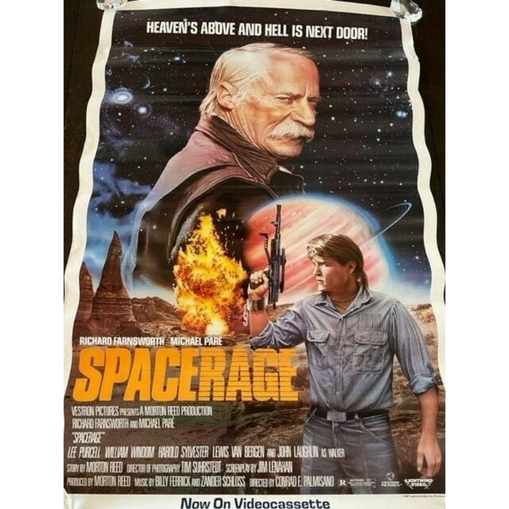 Movie Theater Cinema Poster vtg Lobby Card 1987 Space Rage Farnsworth Pare laser